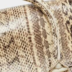 Pre Owned Jimmy Choo Beige/Black Water Snake Rosalie Satchel