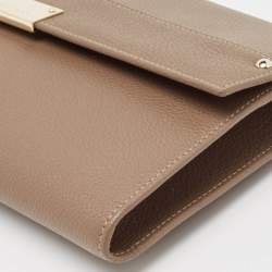 Pre Owned Jimmy Choo Dark Beige Leather Reese Clutch