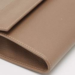 Pre Owned Jimmy Choo Dark Beige Leather Reese Clutch