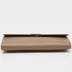 Pre Owned Jimmy Choo Dark Beige Leather Reese Clutch