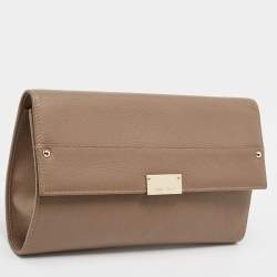 Pre Owned Jimmy Choo Dark Beige Leather Reese Clutch