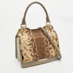 Jimmy Choo Tricolor Karung Leather Top Handle Bag