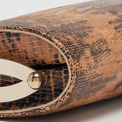 Jimmy Choo Brown Lizard Effect Suede Twill Tube Clutch