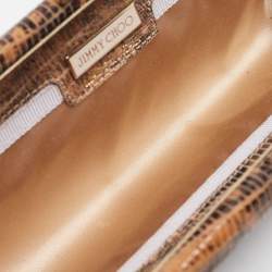 Jimmy Choo Brown Lizard Effect Suede Twill Tube Clutch