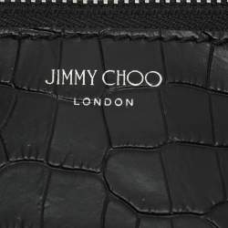 Jimmy Choo Black Croc Embossed Leather Deelan Tote