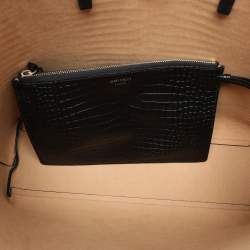 Jimmy Choo Black Croc Embossed Leather Deelan Tote