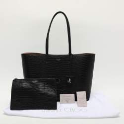 Jimmy Choo Black Croc Embossed Leather Deelan Tote