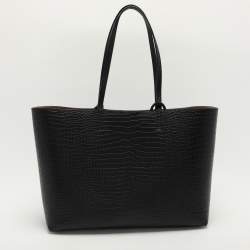 Jimmy Choo Black Croc Embossed Leather Deelan Tote