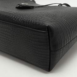 Jimmy Choo Black Croc Embossed Leather Deelan Tote