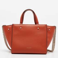 Pre Owned Jimmy Choo Orange Leather Varenne Tote