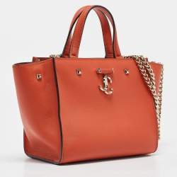 Pre Owned Jimmy Choo Orange Leather Varenne Tote