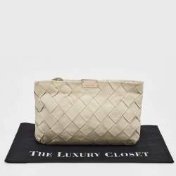 Jimmy Choo White Leather Woven Zulu Clutch
