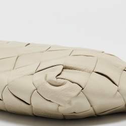 Jimmy Choo White Leather Woven Zulu Clutch
