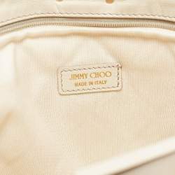 Jimmy Choo White Leather Woven Zulu Clutch