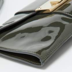 Jimmy Choo Slate Green Patent Leather Rebel Clutch