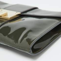 Jimmy Choo Slate Green Patent Leather Rebel Clutch