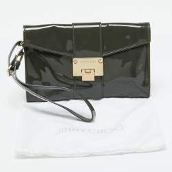 Jimmy Choo Slate Green Patent Leather Rebel Clutch