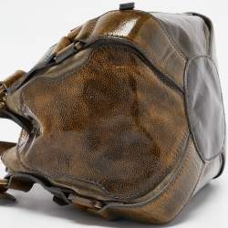 Jimmy Choo Olive Green Patent Leather and Suede Mahala Tote