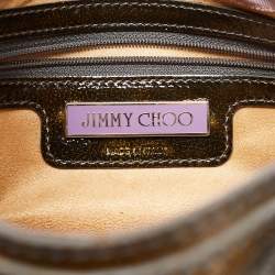 Jimmy Choo Olive Green Patent Leather and Suede Mahala Tote