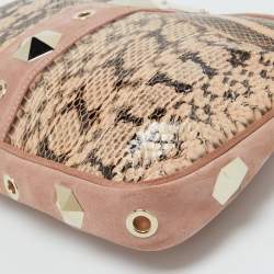 Jimmy Choo Pink/Beige Snakeskin and Suede Zulu Clutch
