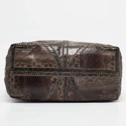 Jimmy Choo Grey Karung Leather and Snakeskin Saba Hobo