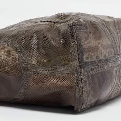 Jimmy Choo Grey Karung Leather and Snakeskin Saba Hobo