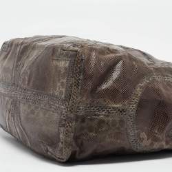 Jimmy Choo Grey Karung Leather and Snakeskin Saba Hobo