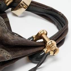 Jimmy Choo Grey Karung Leather and Snakeskin Saba Hobo