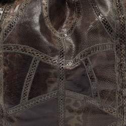 Jimmy Choo Grey Karung Leather and Snakeskin Saba Hobo
