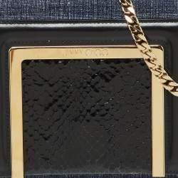Pre Owned Jimmy Choo Blue/Black Denim and Snakeskin Ava Crossbody Bag