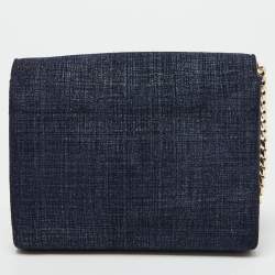 Pre Owned Jimmy Choo Blue/Black Denim and Snakeskin Ava Crossbody Bag