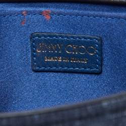 Pre Owned Jimmy Choo Blue/Black Denim and Snakeskin Ava Crossbody Bag