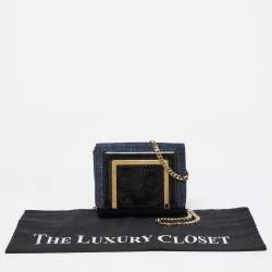 Pre Owned Jimmy Choo Blue/Black Denim and Snakeskin Ava Crossbody Bag