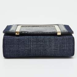 Pre Owned Jimmy Choo Blue/Black Denim and Snakeskin Ava Crossbody Bag
