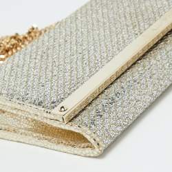 Pre Owned Jimmy Choo Gold Lurex Fabric Milla Chain Clutch