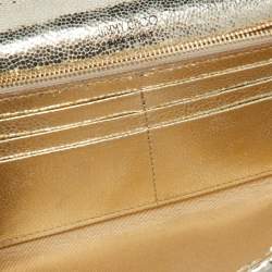 Pre Owned Jimmy Choo Gold Lurex Fabric Milla Chain Clutch