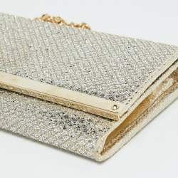Pre Owned Jimmy Choo Gold Lurex Fabric Milla Chain Clutch