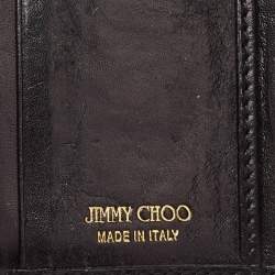 Jimmy Choo Black Leather and Suede Double Flap Compact Wallet