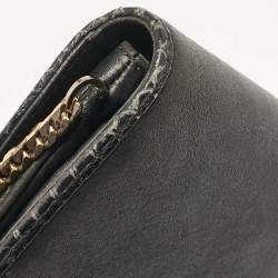 Jimmy Choo Black Leather and Watersnake Leather Trim Zadie Crossbody Bag