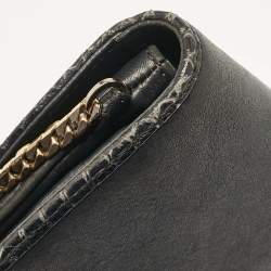 Jimmy Choo Black Leather and Watersnake Leather Trim Zadie Crossbody Bag