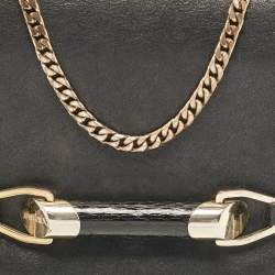 Jimmy Choo Black Leather and Watersnake Leather Trim Zadie Crossbody Bag