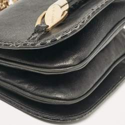 Jimmy Choo Black Leather and Watersnake Leather Trim Zadie Crossbody Bag