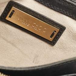 Jimmy Choo Black Leather and Watersnake Leather Trim Zadie Crossbody Bag