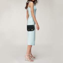 Jimmy Choo Black Leather and Watersnake Leather Trim Zadie Crossbody Bag