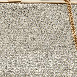 Pre Owned Jimmy Choo Silver/Gold Glitter Celeste Chain Clutch