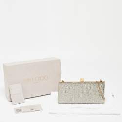 Pre Owned Jimmy Choo Silver/Gold Glitter Celeste Chain Clutch