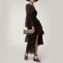 Jimmy Choo Grey Elaphe Milla Chain Clutch
