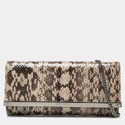 Jimmy Choo Grey Elaphe Milla Chain Clutch