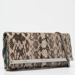 Jimmy Choo Grey Elaphe Milla Chain Clutch