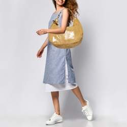 Jimmy Choo Gold Shimmering Suede Solar Hobo